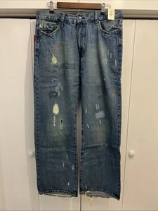 VTG Y2K Abercrombie EZRA FITCH 1892 Jeans Men’s Sz 36x32 Bootcut Distressed, NEW - Picture 1 of 15