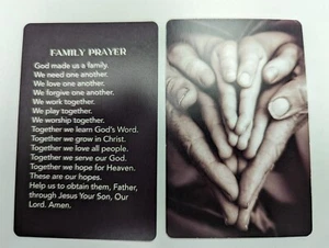 FAMILY PRAYER (Lot of 2 Laminated Catholic Christian prayer cards - Picture 1 of 1