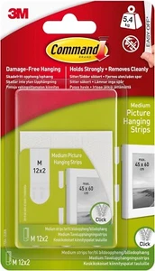 Command Picture Hanging Strips, Medium - 12 Pairs (24 Strips) Adhesive Strips - Picture 1 of 8