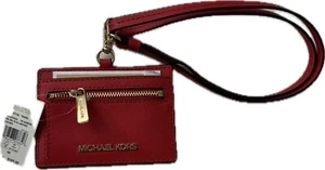 NUEVO Michael Kors Jet Set Viaje Cuero Saffiano Estuche Tarjeta Cordón Sangría Oscura - Imagen 1 de 7