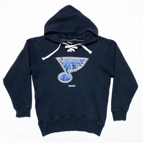 St. Louis Blues Hoodie Men's Small Reebok Lace-Up Black Logo Hockey NHL Cover