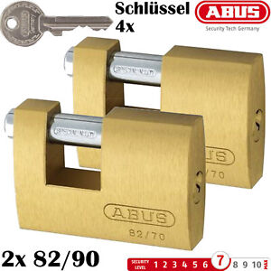 2x ABUS 82/90 Vorhangschloss Monobloc Gleichschließend 4x Schlüssel