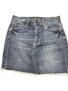 Kendall + Kylie Dark Blue Denim Mini Skirt Raw Hem Size 26 15" Long - Picture 1 of 4