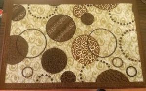 TEXTILE KITCHEN RUG (nonskid back) (20" x 30") CIRCLES DESIGN by BEKMEZ - Picture 1 of 6