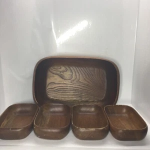 Primitive rechteckige Holz Salatschüssel Set - Bild 1 von 9