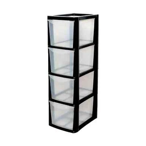 A5 4 Drawer Storage Unit Tower Medium Black plastic Home Kitchen School Office - Picture 1 of 7