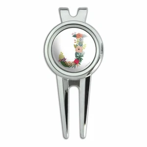 Letter J Floral Monogram Initial Golf Divot Repair Tool and Ball Marker - Picture 1 of 5