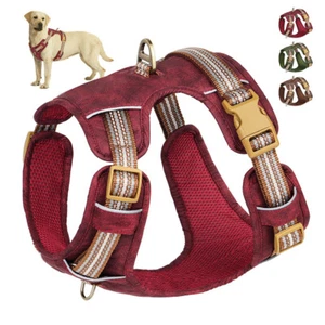 Arnés de cuero impermeable sin tirar para perros reflectante malla suave acolchado chaleco mango - Imagen 1 de 20