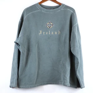 Vintage Ireland Embroidered Celtic Cross Pullover Crewneck Shirt 90s Men's Large - Picture 1 of 8