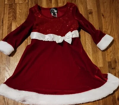 Vestido de terciopelo rosa y violeta para niñas rojo Papá Noel brillante piel sintética talla 2T Foto 1 de 4