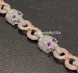 FEE GIFT 8" Simulated Diamond SKULL INFINITY Mens DJ PARTY WEAR Bracelet Silver - Picture 1 of 6