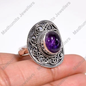 Amethyst Edelstein massiv 925 Sterling Silber Handarbeit schöner Designer Ring - Bild 1 von 4