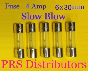 Fuse 4A 250V 6X30mm SLOW BLOW Glass Fuse AGC 4 Amp 250 Volt 5 pieces USA SELLER - Bild 1 von 3