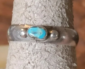 Vtg Petite Handmade Southwest Sterling Silver Turquoise Ring Size 6.5~~2.26g - Picture 1 of 10