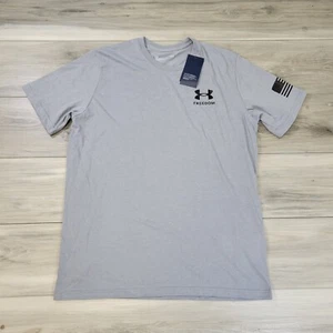 Under Armour T-Shirt Men's Large Gray Freedom Flag Short Sleeve New - Picture 1 of 9