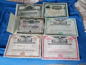 LOT OF SIX TRANSPORTATION STOCK CERTIFICATES: PAN AM: VA POWER: D.C: F+ - Picture 1 of 13