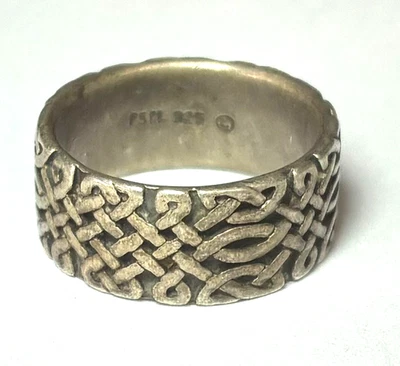 Серебро Питер камень крест люк переплетение кольцо 9 мм группы размер 8 - Изображение 1 из 3