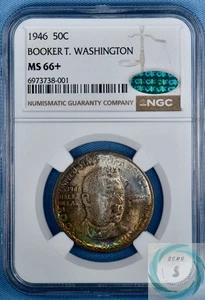 1946 Booker T Washington Commemorative Half Dollar NGC MS66+ w/CAC - Stunning!! - Picture 1 of 16