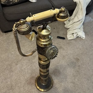 1960s Antique Art Deco French Rotary Majesty Brass Tall Push Button phone - Picture 1 of 10