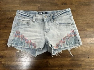 Girl's sz 12 Reg Levi's Shorty Shorts, Embroidered Distressed Denim Summer - Picture 1 of 9