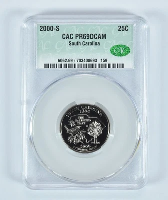 2000-S Washington State Quarter South Carolina PR69 DCAM CAC CACg *1232 - Image 1 of 4