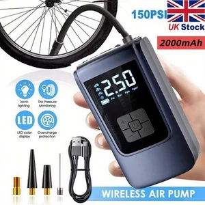 Car Tyre Inflator Cordless Digital USB Rechargeable Tire Air Compressor Pump 12V - Picture 1 of 12