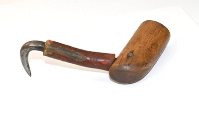 Antique Primitive Metal Wood, Hay Bale, Meat, Fish Hook Steel Shank - Image 1 of 4