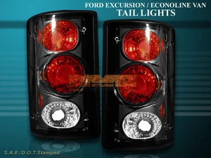 00-06 FORD EXCURSION ECONOLINE TAIL LIGHTS BLACK 95 96 97 98 99 00 01 02 03 04 - Picture 1 of 2