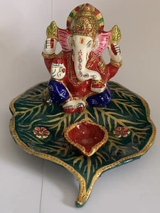 Hecho a mano Meena Kari Ganesh Ganesha Ganpati ídolo Puja Casa Calentamiento Diya - Imagen 1 de 3