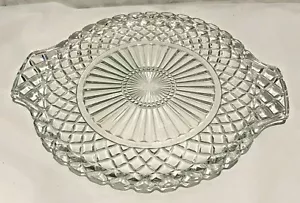 Anchor Hocking Waterford Depression Glass Cake Plate W/ Tab Handles Vintage - Bild 1 von 3