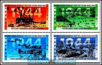 CANADA 1994 CANADIAN WWII WORLD WAR 1944 MINT FV FACE $1.72 MNH STAMP SET BLOCK - Image 1 of 2