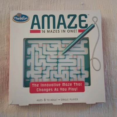 Think Fun Amaze Game 16 Mazes in One Puzzles Age 8+ USED Memory Logic Mensa Kids - Image 1 of 4