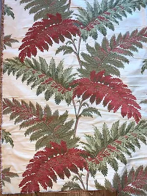 Heavy Tan with Greens & Rust Fern Upholstery Tapestry Fabric   57 3/4" x 53" - Image 1 of 4
