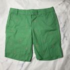 J Crew Green Chino Shorts Women’s Size 8 Anchor  embroidery modest Long City Fit