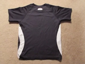 Under Armour Heat Gear T Shirt Black with White Trim Youth Large - Picture 1 of 2