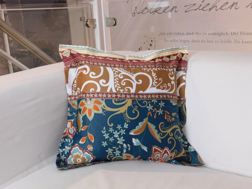 BASSETTI Kissenhülle 40x40 ZANCLE grün beige EDEL SATIN DEKO Kissen Hülle rot - Image 1 of 1