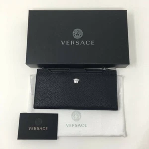 VERSACE Grained leather Long Wallet with Medusa Signature Branding - Black - Picture 1 of 12