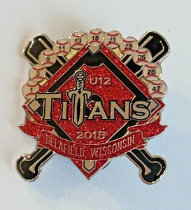 Cooperstown 2015 Delafield Wisconsin WI Titans U12 Baseball Club Team Pin - Picture 1 of 3