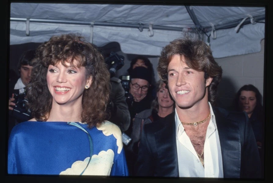 Victoria Principal Candid 1970's popstar Andy Gibb Original 35mm Transparency - Image 1 of 1