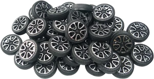 100Pcs Plastic Roll 2Mm Dia Shaft Car Truck Model Toys Wheel (30Mmx9Mm) - Picture 1 of 5