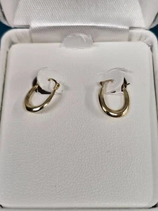 New Finecraft 10mm Children's Oval Hoop Earrings in 10K Yellow Gold - Picture 1 of 3