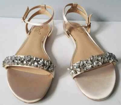 Sandalias planas Badgley Mischka Jewel Ohara con correa al tobillo adornadas con cristal talla 6,5 Foto 1 de 4