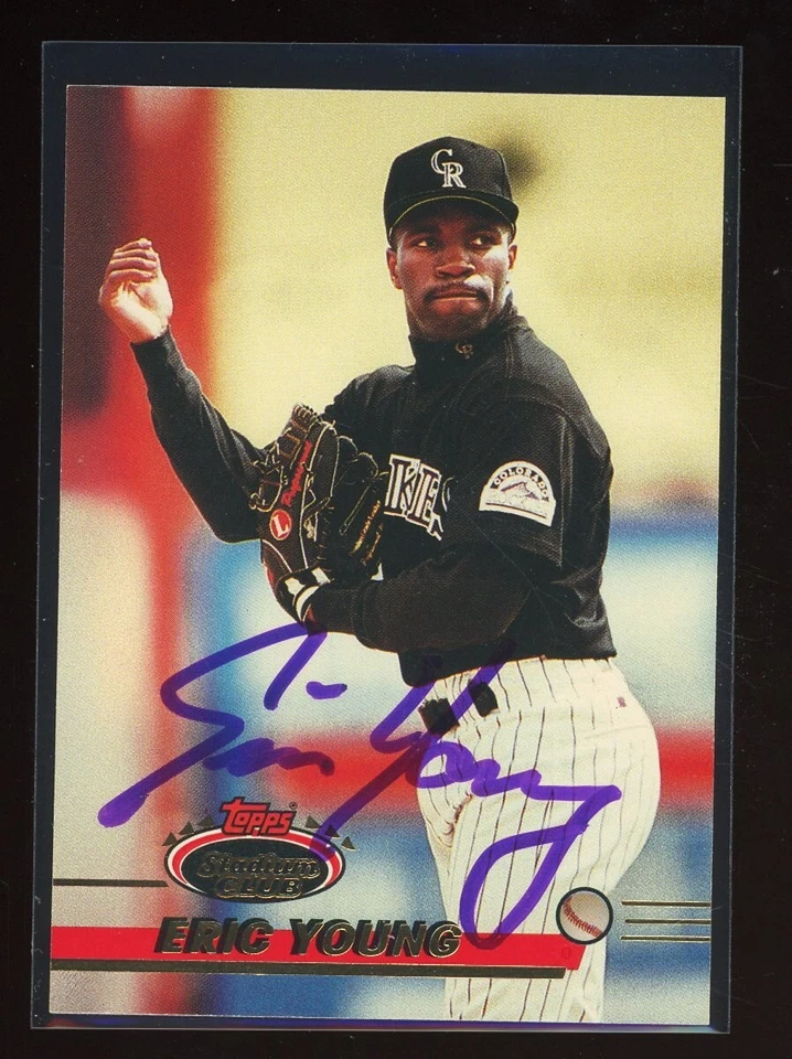 1993 Topps Stadium ERIC YOUNG Signed Card autograph auto DODGERS ROCKIES BRAVES - Image 1 of 1