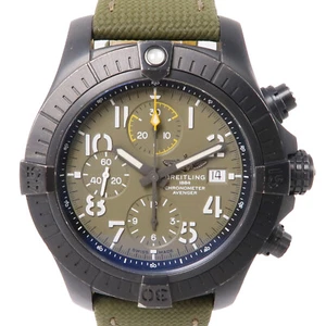 BREITLING Avenger Chronograph 45 Automatic Watch V13317 Titanium Leather Khaki - Picture 1 of 18