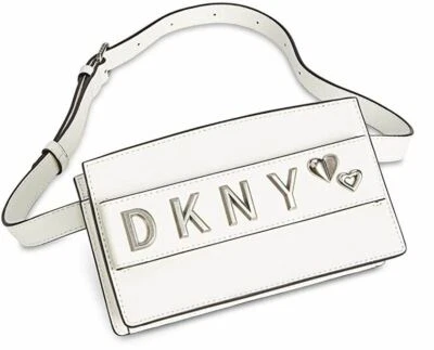 DKNY Women White Small Smoke Leather Belt Bag Snap Closure NEW - Image 1 of 3