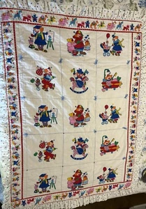 Vintage Handmade Children’s Quilt Clowns Circus Animals 47” X 36” A6 - Picture 1 of 10