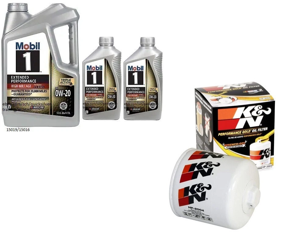 Aceite de motor Mobil1 0w20 EP/HM Adv Full Syn - 7 cuartos de galón con filtro de aceite K&N HP-2004 Foto 1 de 1
