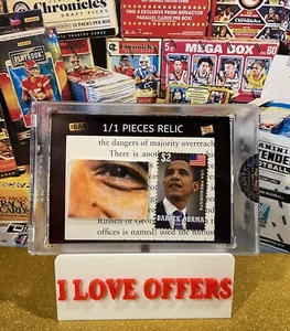 1/1 2$ BARACK OBAMA STAMP PRESIDENTIAL EYE PATCH PENNANT RELIC AUDACITY HOPE BAR - Picture 1 of 6