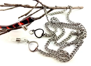 Edelstahl Herz Brillenkette Sonnenbrillenkette Spiralkette 4,5x6x1mm Brillenband - Bild 1 von 2