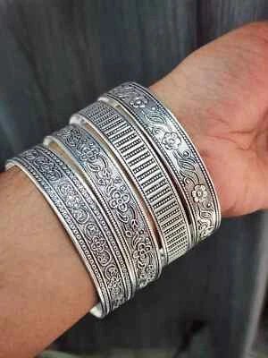 Set Of 4 Bangle Solid 925 Sterling Silver Beautiful Handmade Lovey Bangle, M1280 - Image 1 of 4